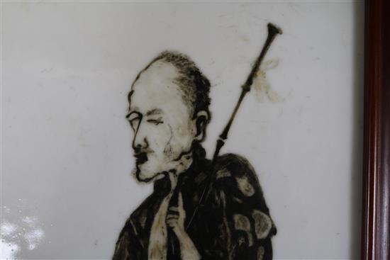 A Chinese porcelain plaque 31 x 21cm, framed.